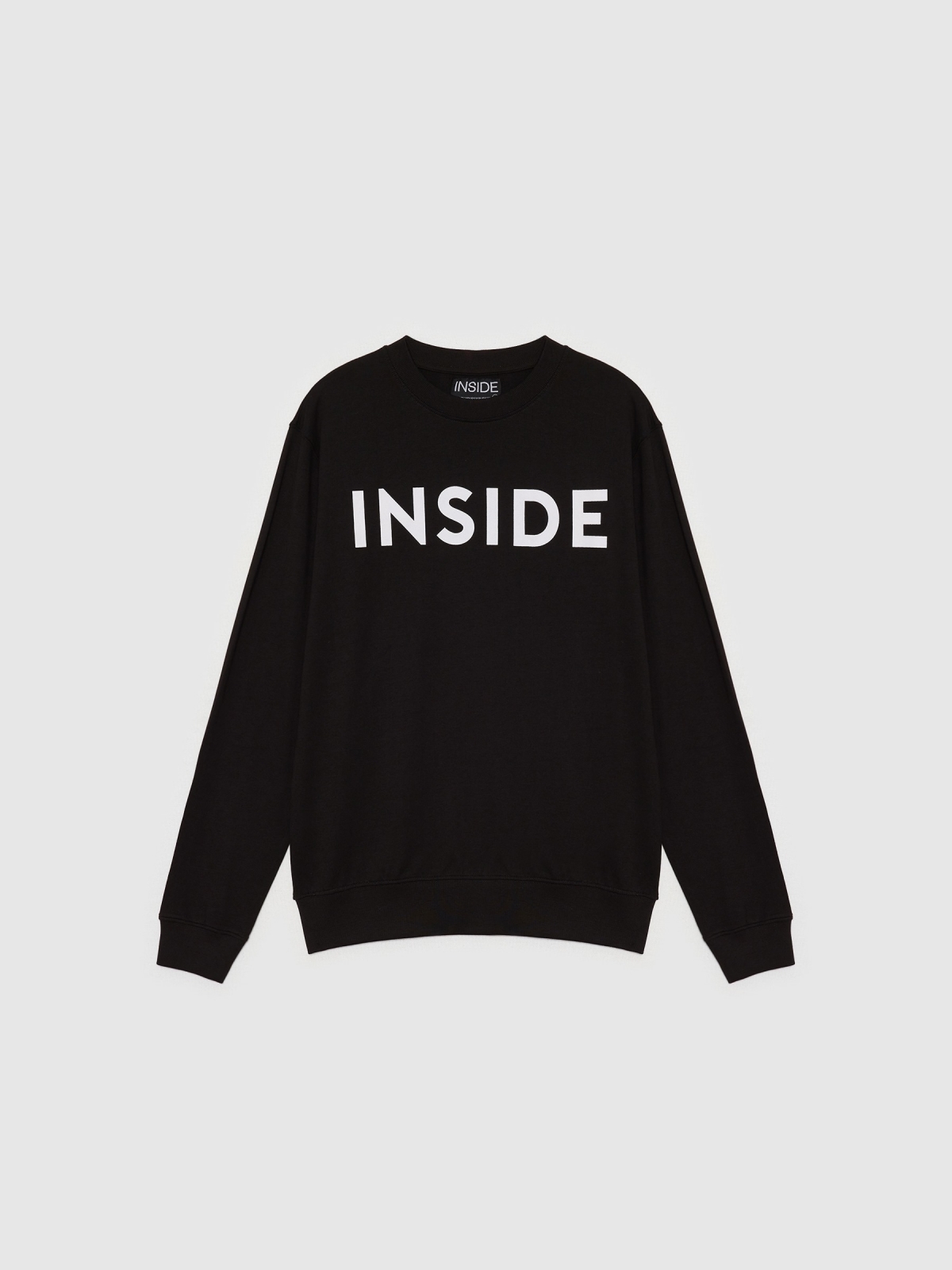  INSIDE hoodless sweatshirt black front view