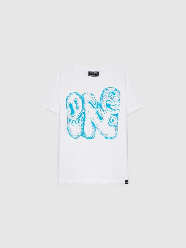  T-shirt Monster branco vista frontal
