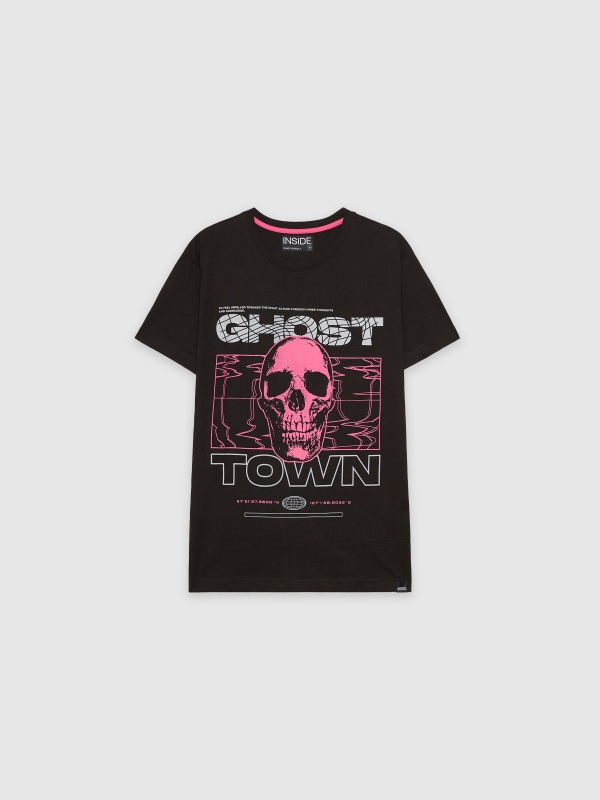  Neon skull t-shirt black front view