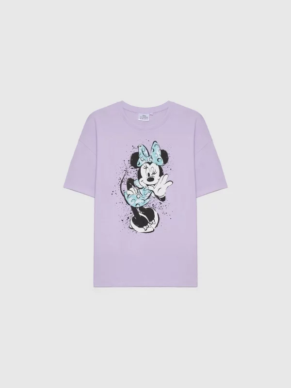  T-shirt oversize da Minnie Mouse lilás vista frontal