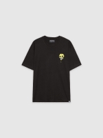 %Pto% T-shirt oversize graffiti de caveira preto vista frontal