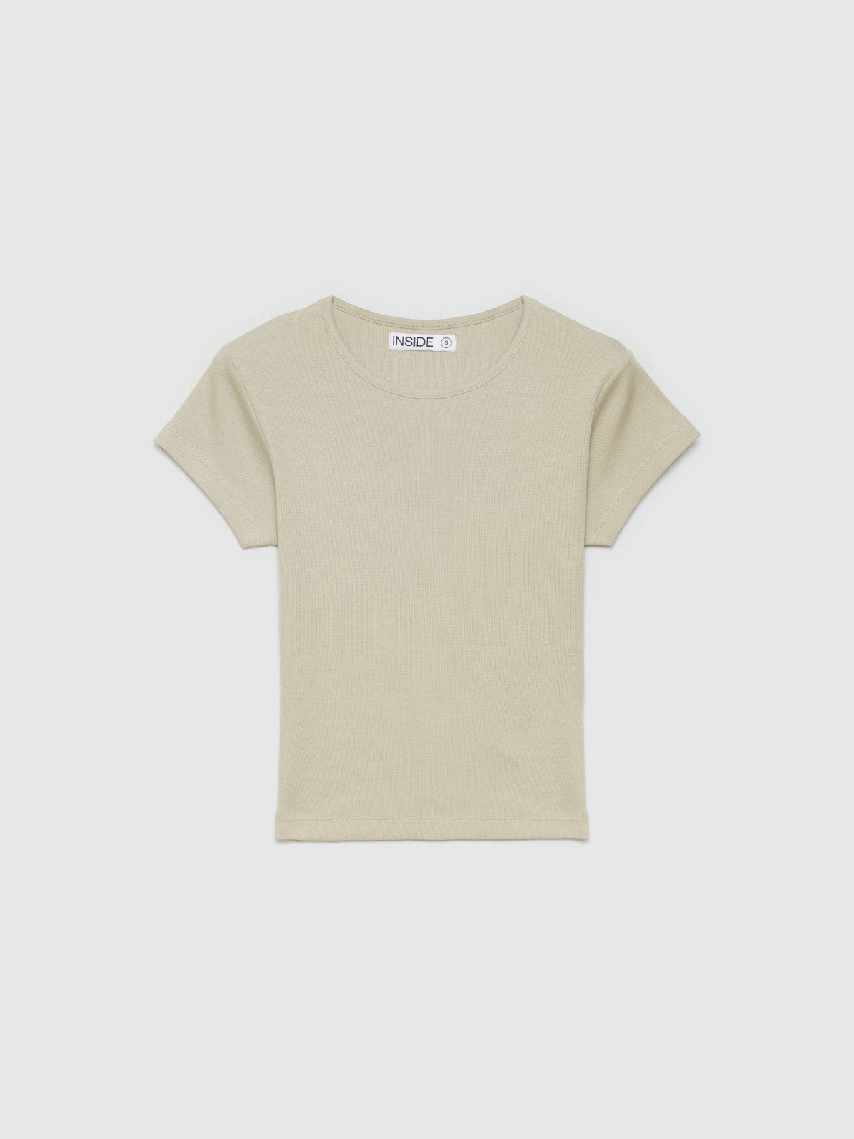  Basic rib t-shirt greyish green front view