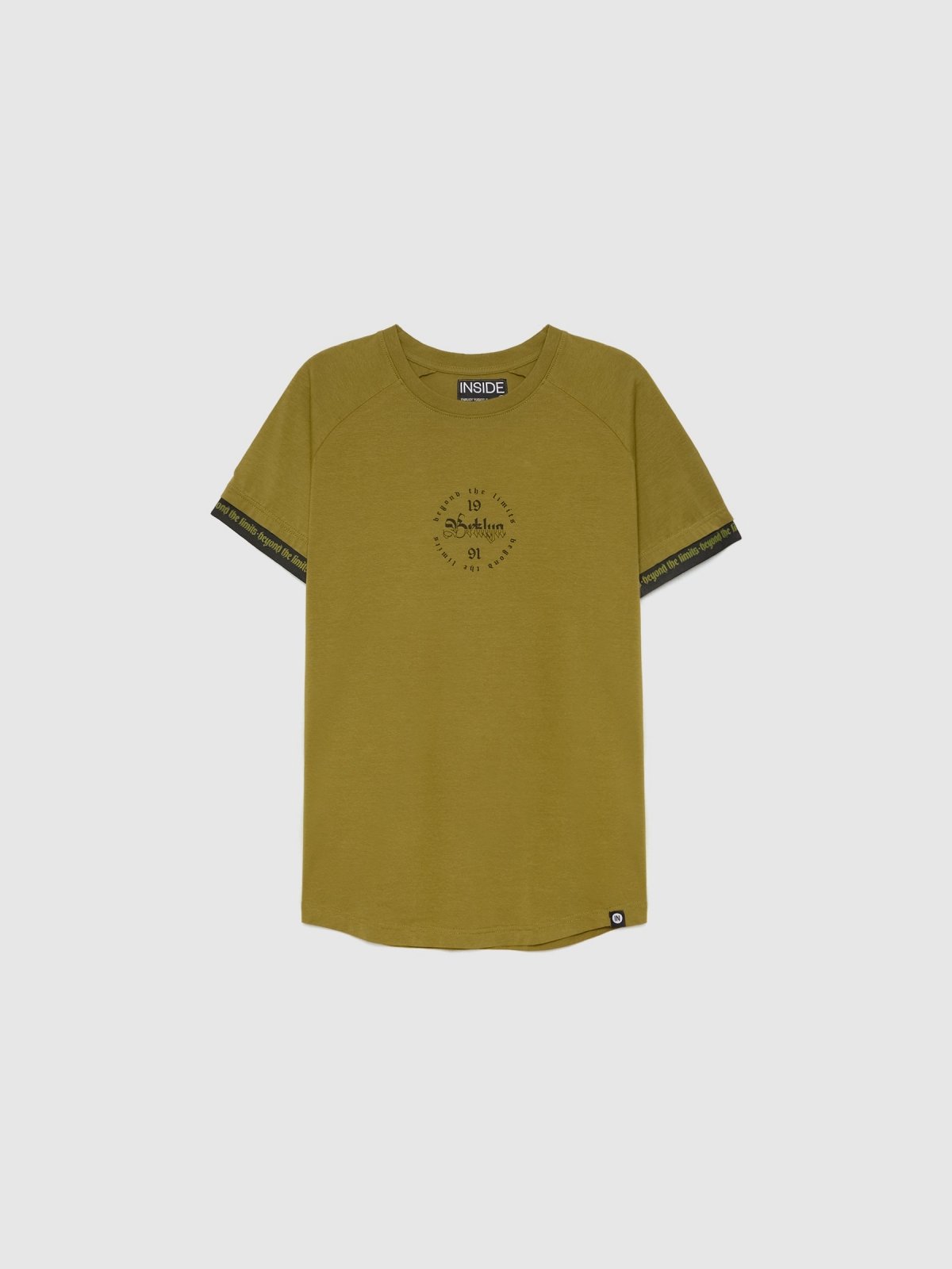  Camiseta raglán detalle texto kaki vista frontal