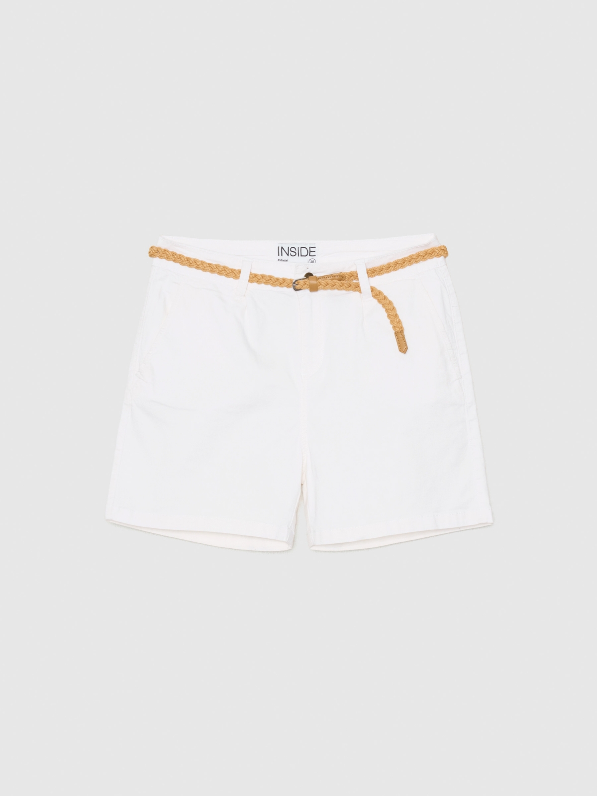  Shorts with belt white front view