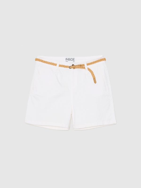  Shorts with belt white front view