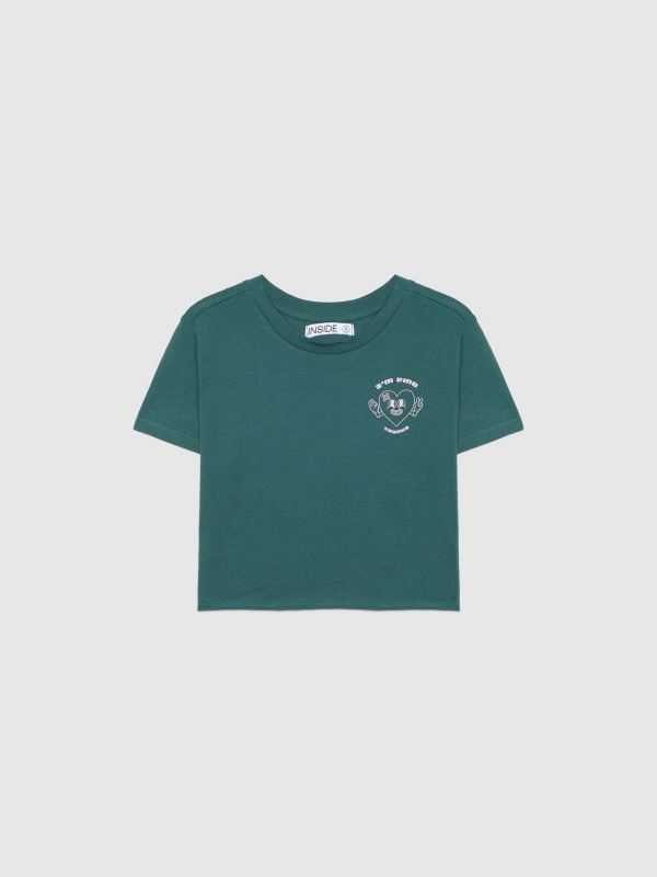  Smiling heart crop top dark green front view