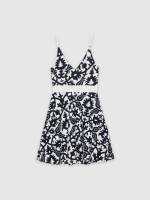 %Pto% Vestido corto flores tribales blanco roto vista frontal