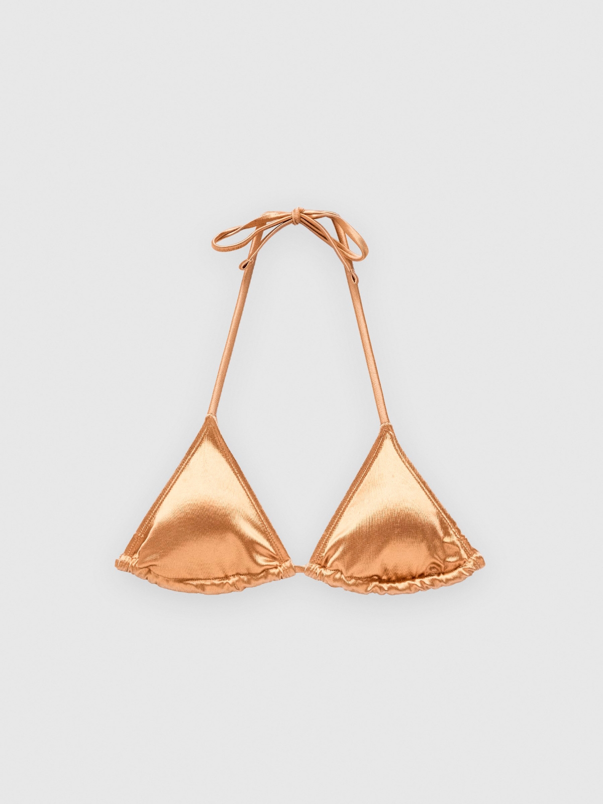 Metallic bikini top golden detail view