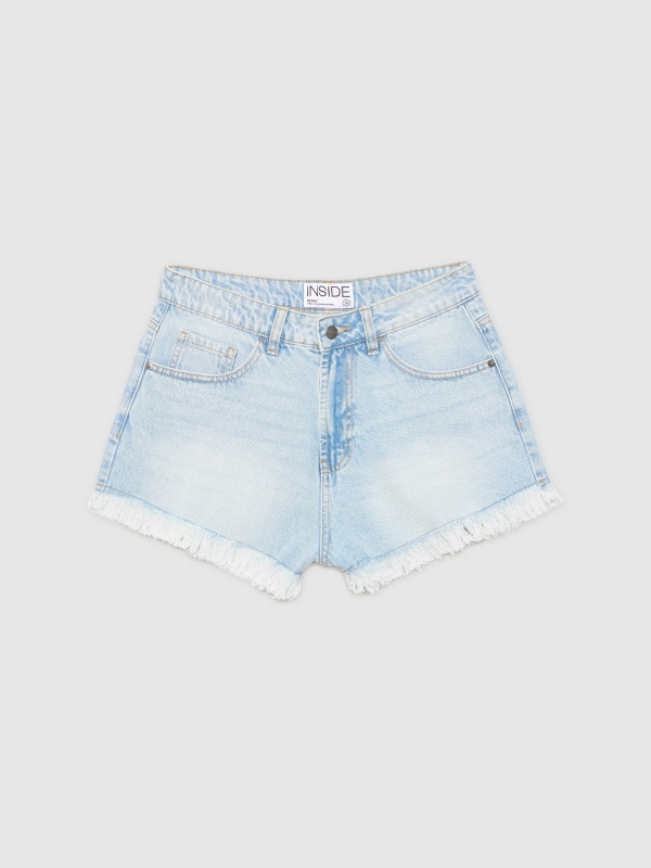  Flared denim shorts light blue front view