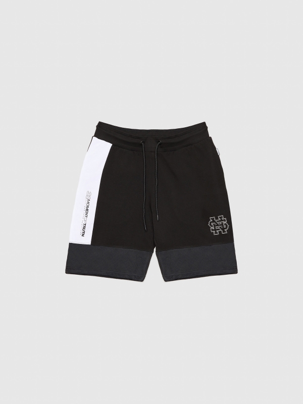  Plush jogger bermuda black front view