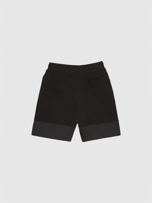 Bermudas jogger de pelúcia preto vista traseira