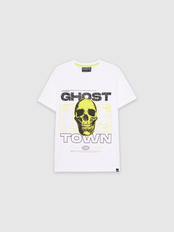  Neon skull t-shirt white front view