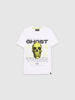 %Pto% Camiseta calavera neón blanco vista frontal