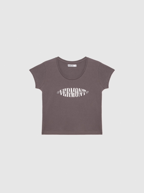 T-shirt crop Vermont malva vista traseira
