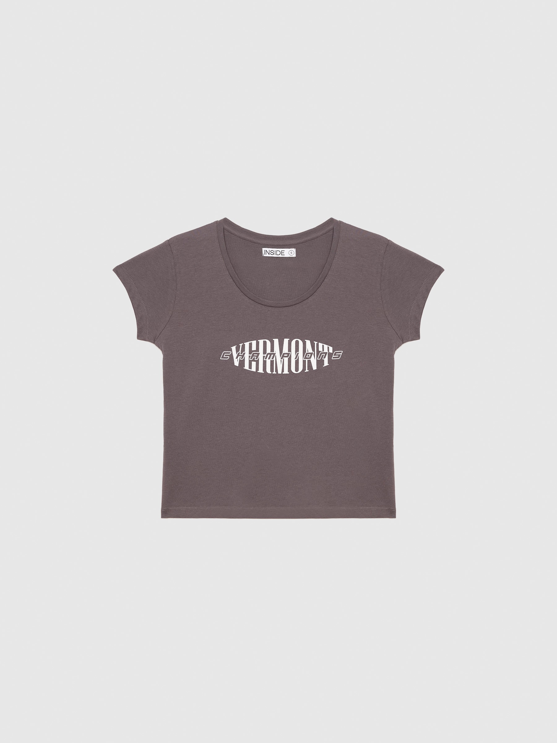 T-shirt crop Vermont malva vista meia frontal