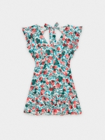 %Pto% Vestido corto volantes concha blanco roto vista frontal