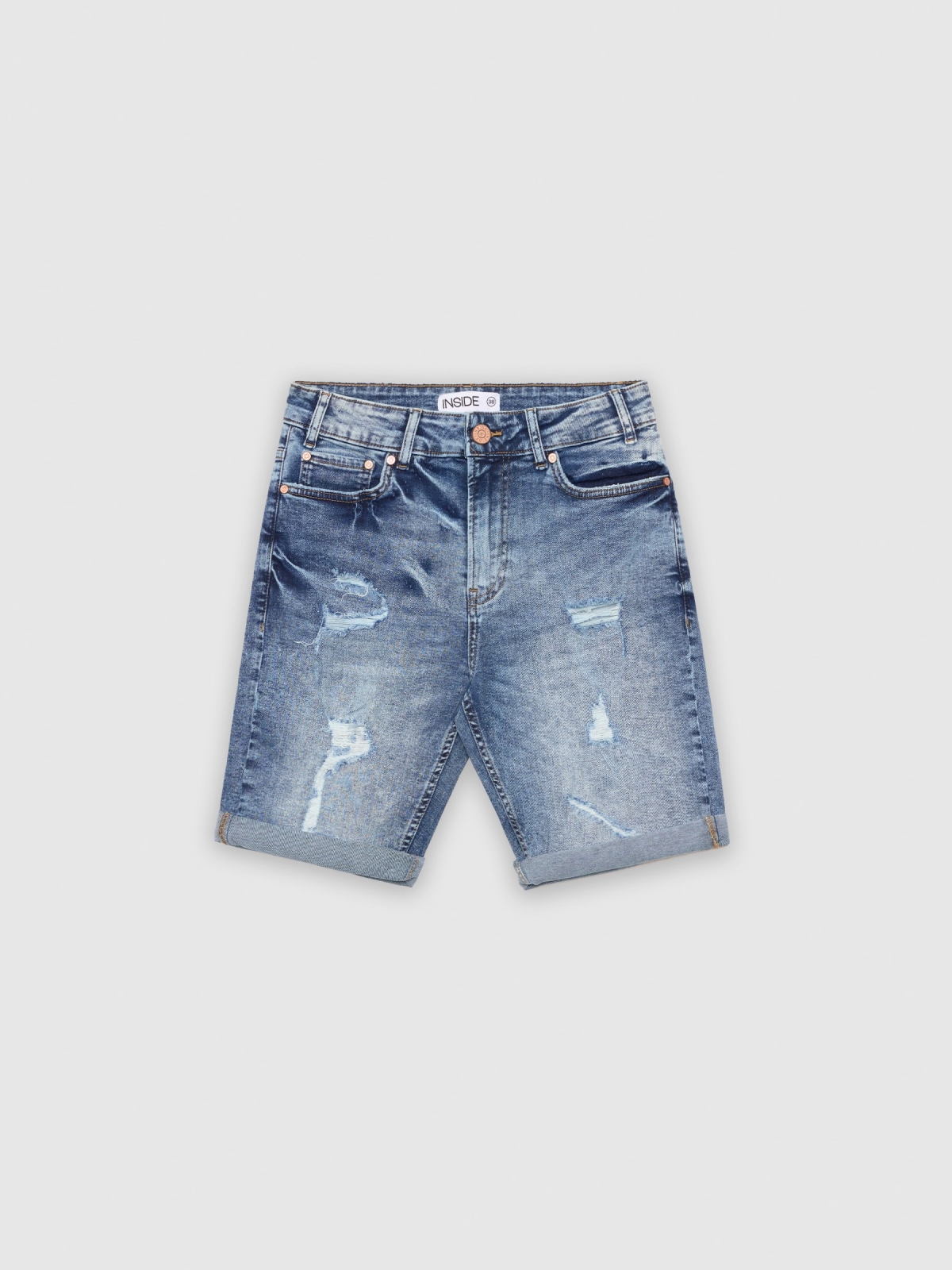  Bermudas denim desgastadas azul vista frontal