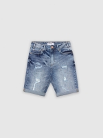 %Pto% Bermudas denim desgastadas azul vista frontal