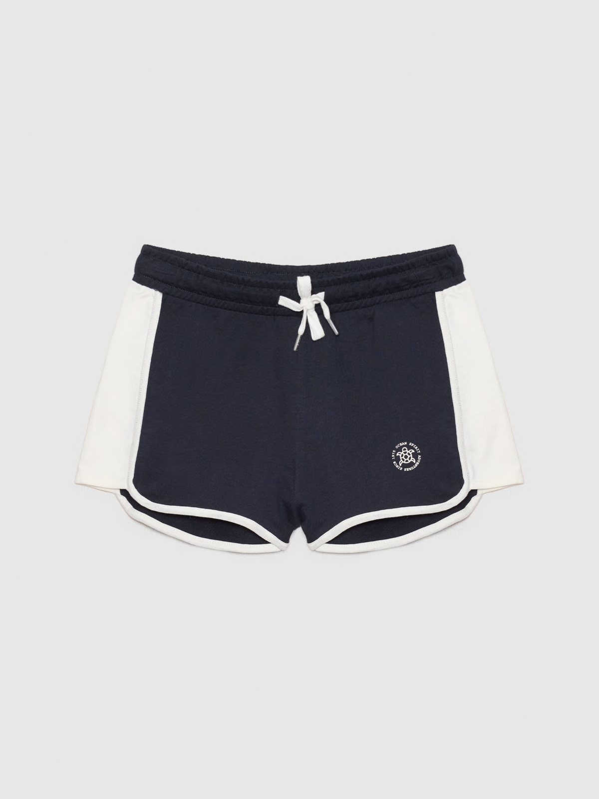  Two-tone sports shorts navy front view