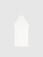 %Pto% Vestido mini halter calado blanco roto vista frontal
