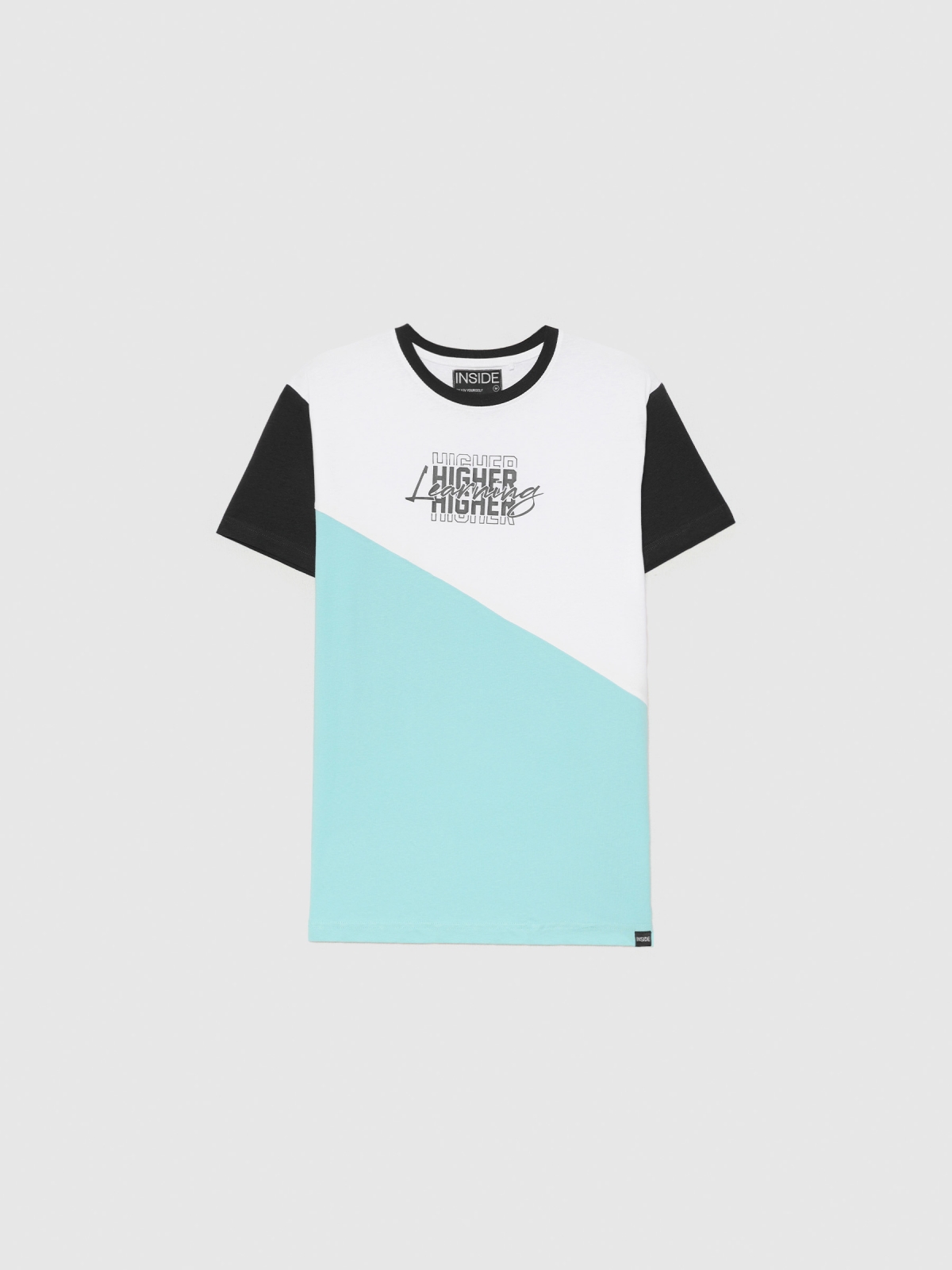  Camiseta color block diagonal blanco vista frontal