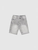 %Pto% Skinny denim bermuda grey front view
