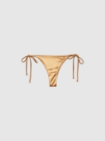 %Pto% Metallic bikini bottoms golden front view