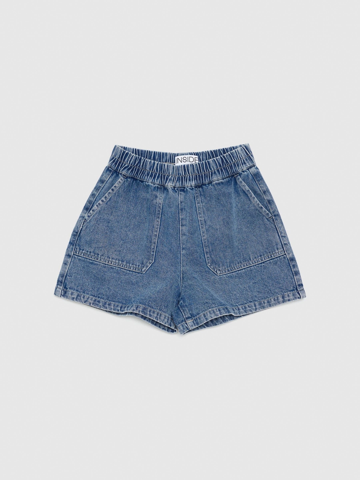  Lightweight denim shorts blue front view