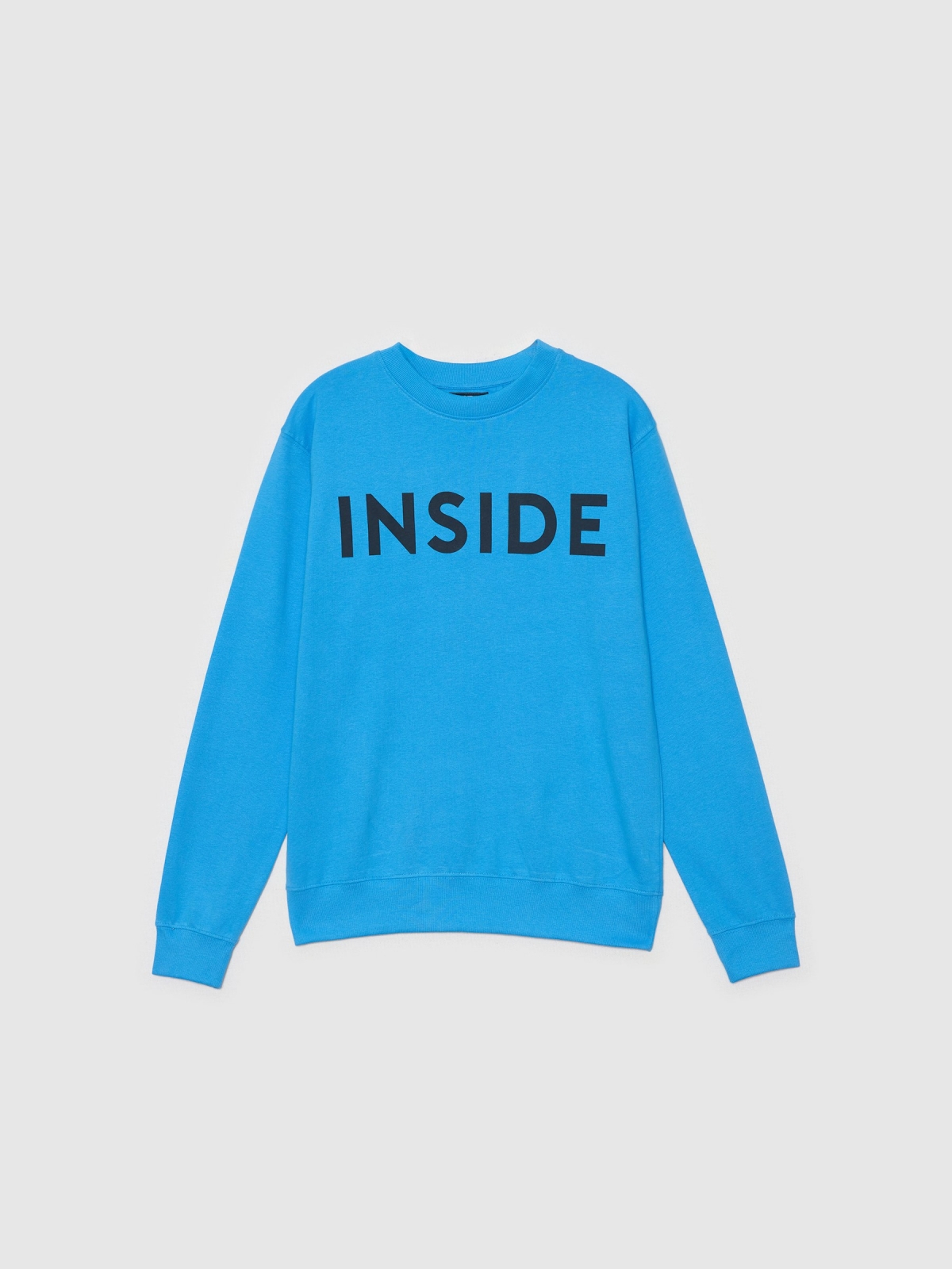  INSIDE hoodless sweatshirt blue front view