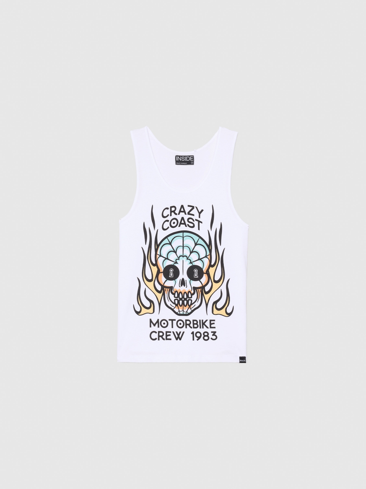  Fire skull tank top white front view