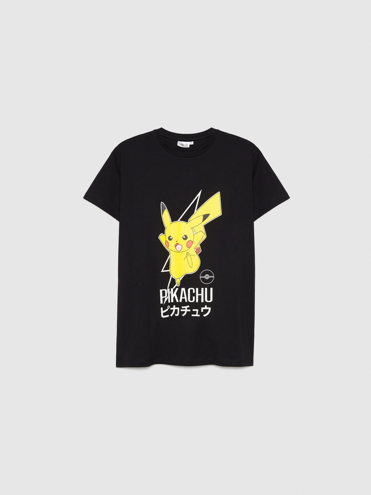  Camiseta Pikachu negro vista frontal