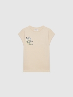 %Pto% Memphis t-shirt taupe front view