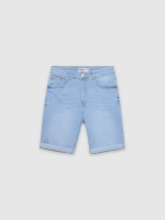 %Pto% Denim slim bermudas blue front view
