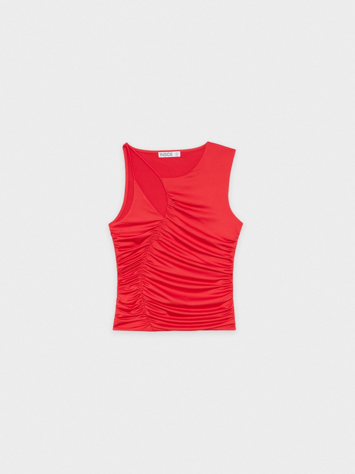  Top com gola cut out vermelho vista frontal