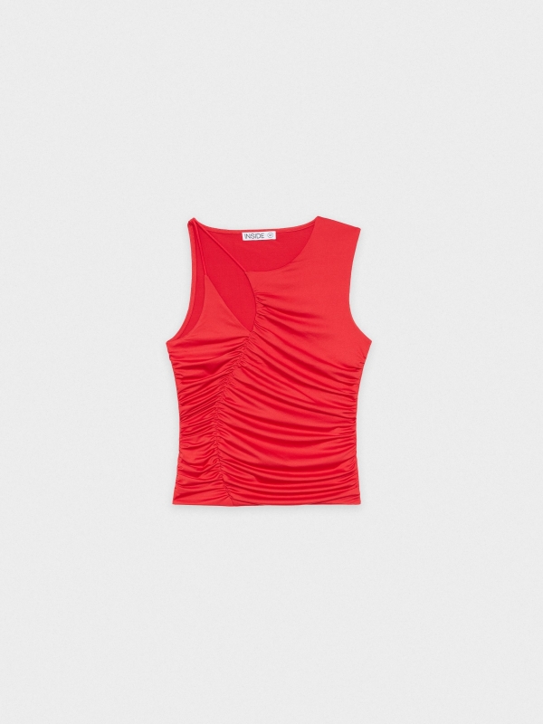  Cut out neck top red front view