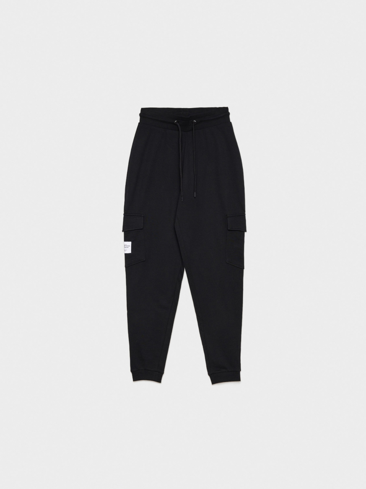  Plush jogger pants black front view