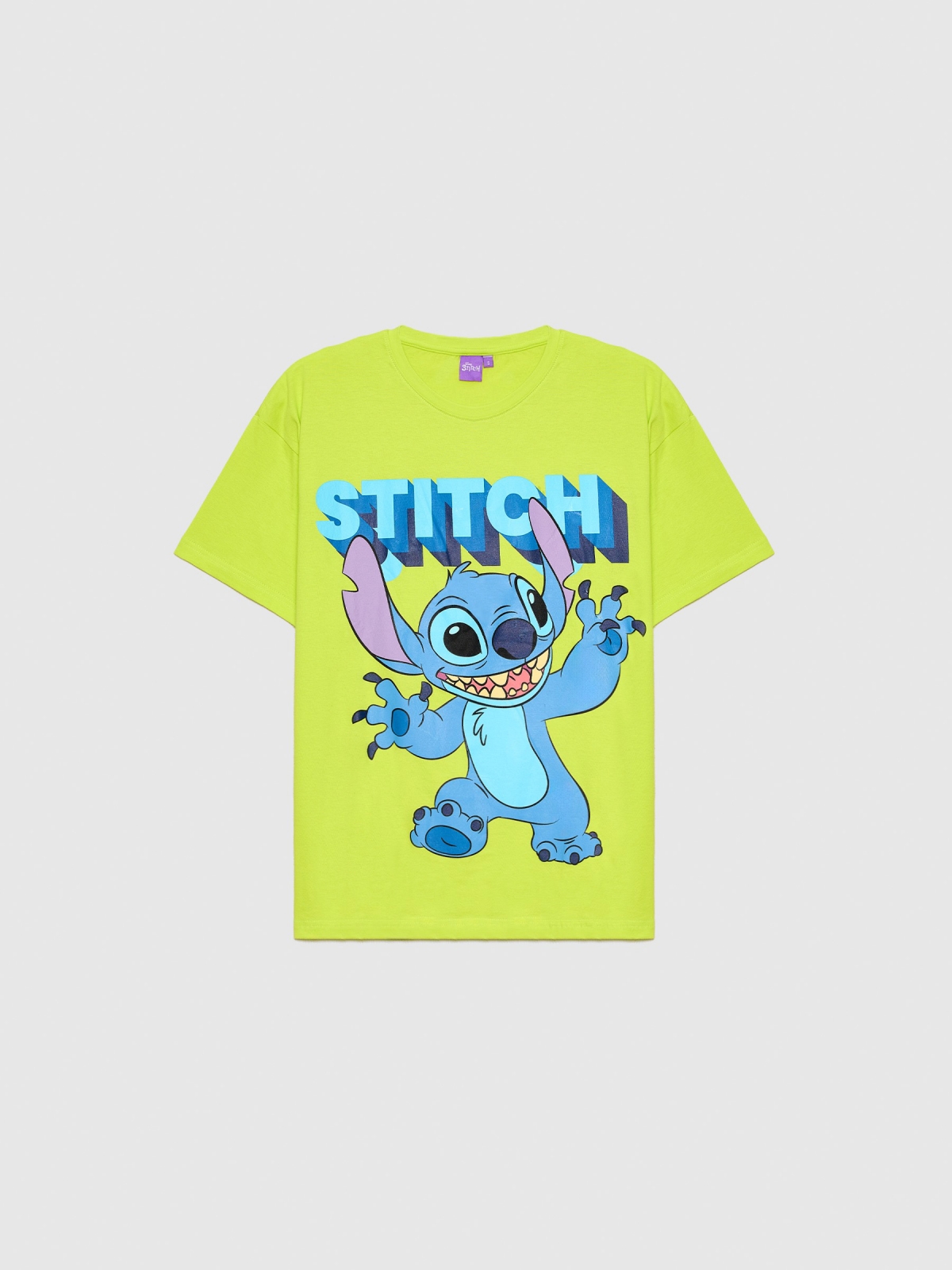  Stitch t-shirt lime front view