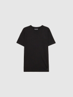 %Pto% Striped textured T-shirt black front view