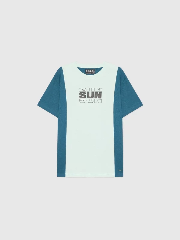 Polo shirt with contrast pocket blue middle back view