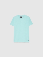 %Pto% Striped textured T-shirt light blue front view