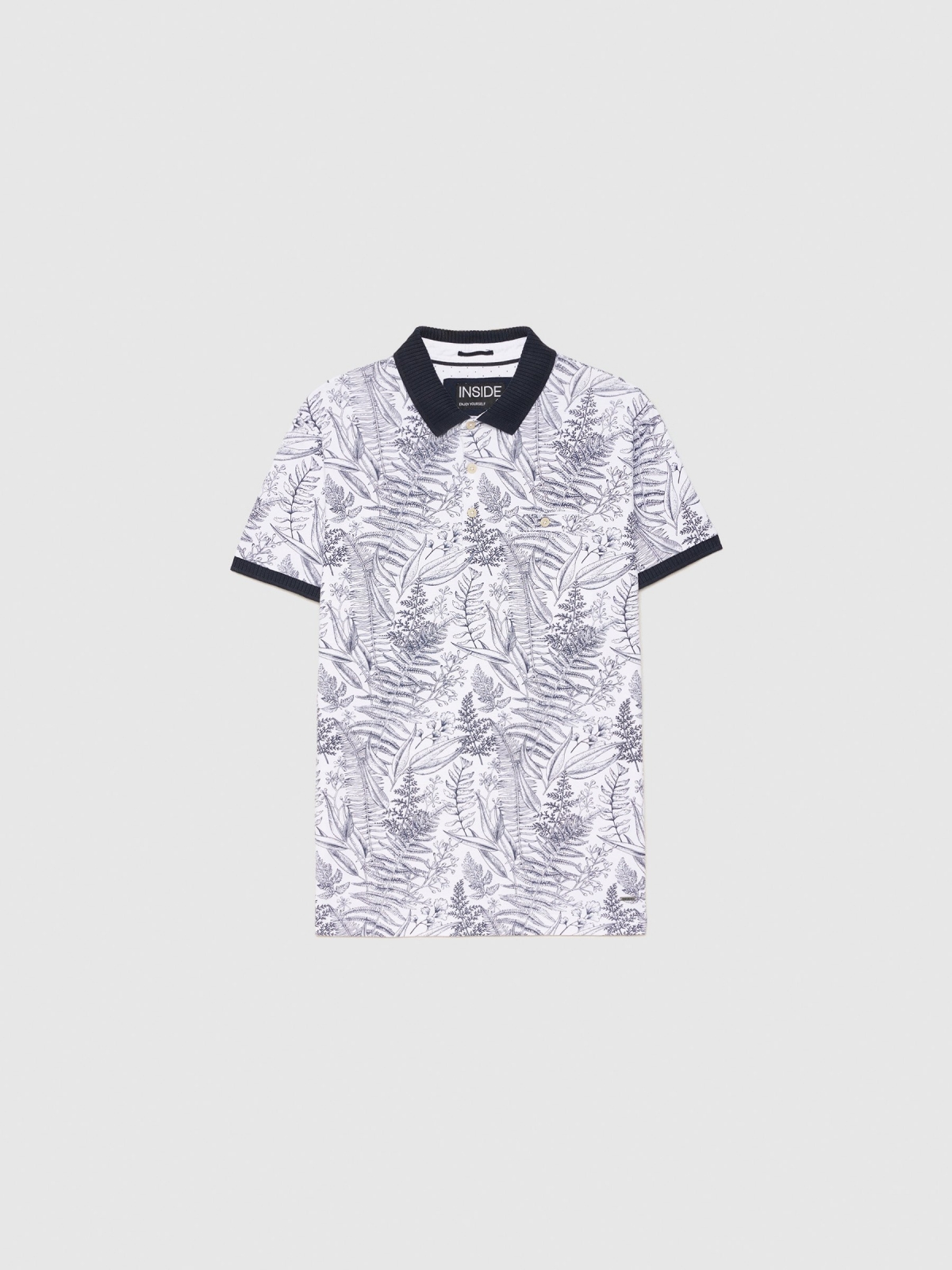  Polo tropical cuello camisa blanco vista frontal