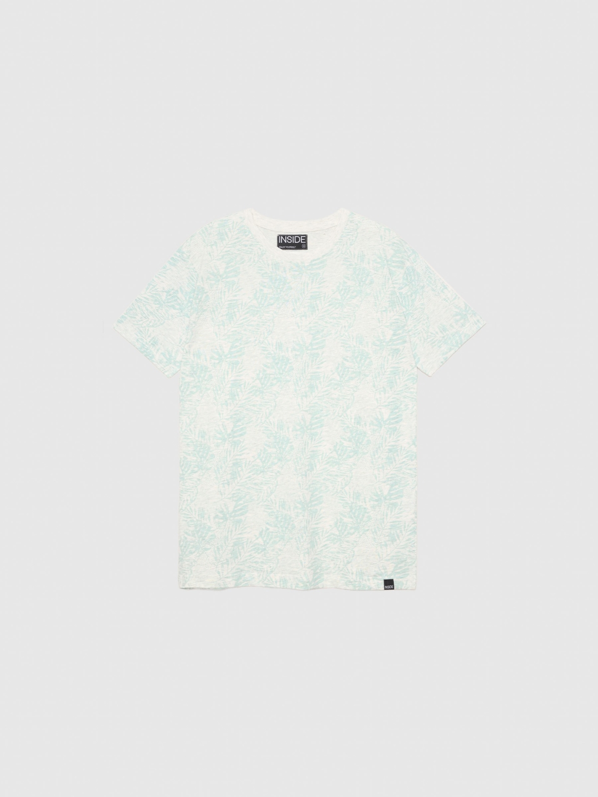  Tropical textured t-shirt light melange front view