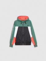 %Pto% Colour block jacket greyish green front view