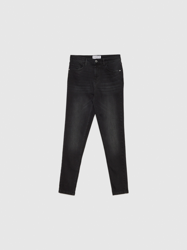  Mid-rise skinny jeans black front view