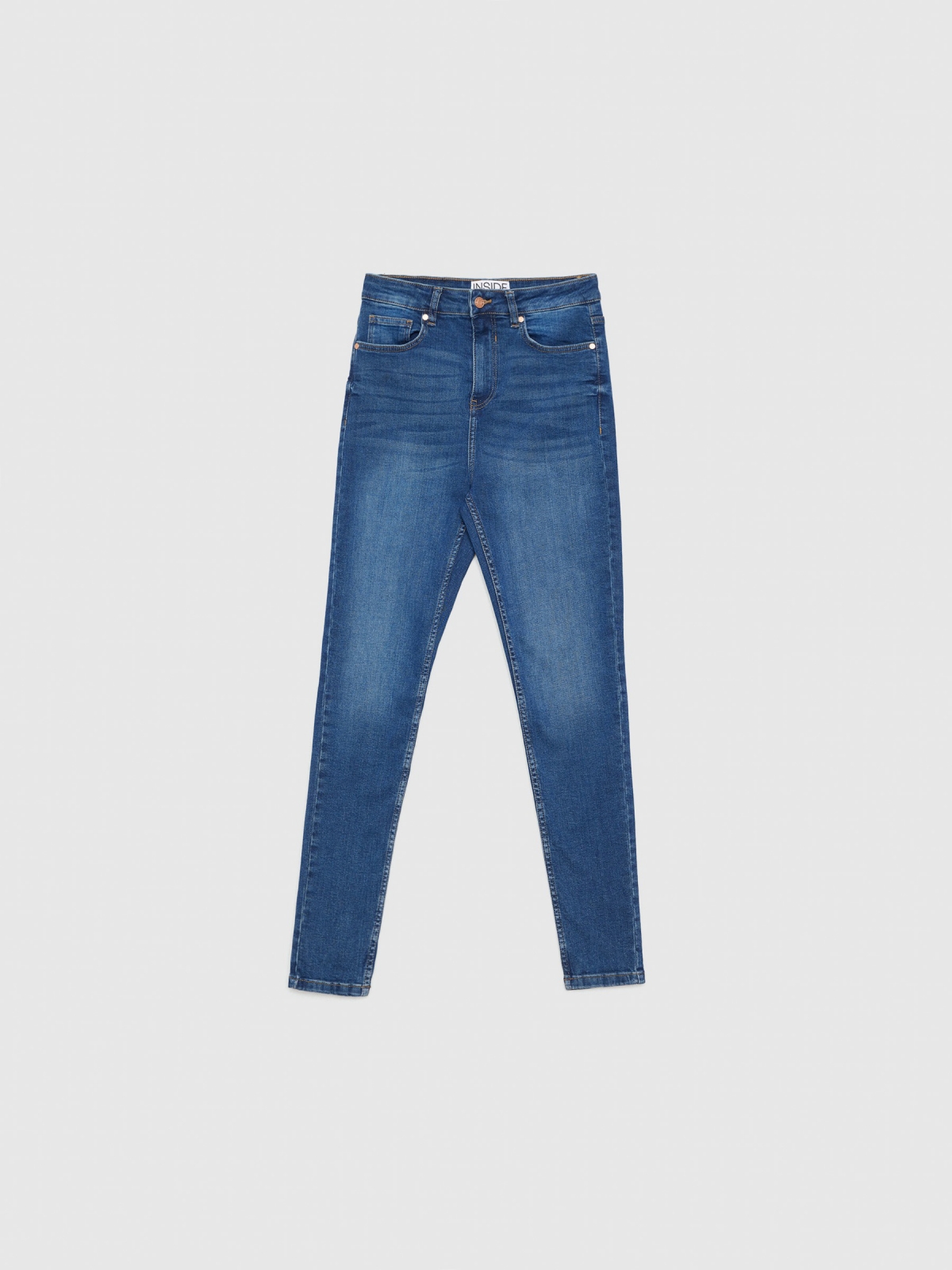  High rise skinny jeans blue front view