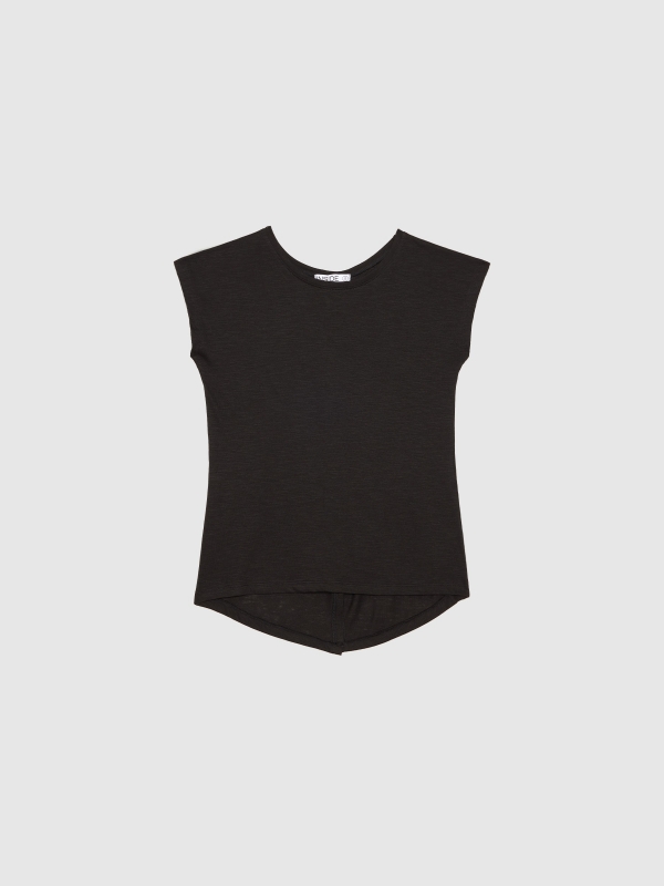  Button back t-shirt black front view