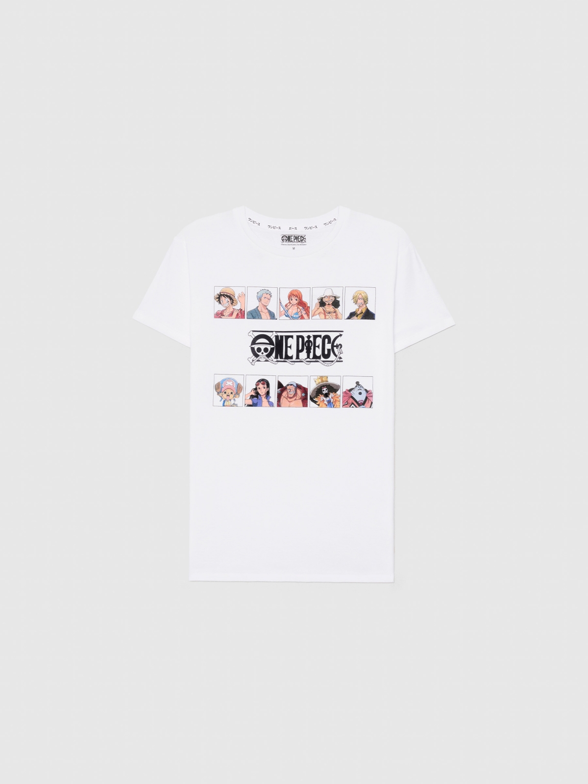  Camiseta personajes One Piece blanco vista frontal