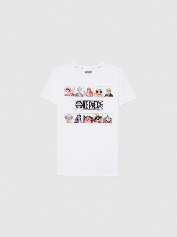  T-shirt das personagens de One Piece branco vista frontal