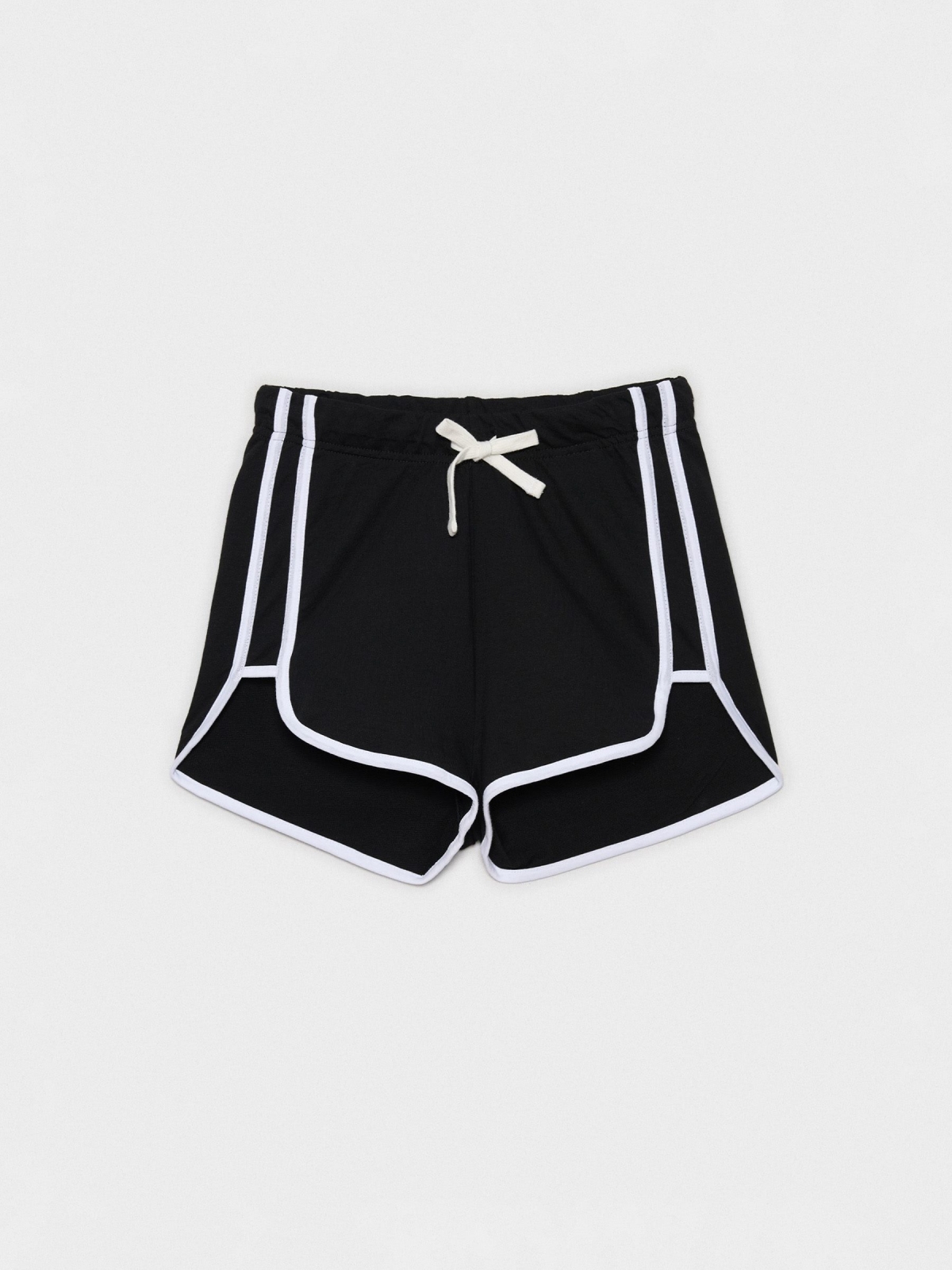  Contrast trim shorts black front view