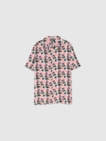 %Pto% Camisa folhas de palmeira branco vista frontal